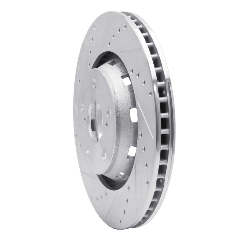 Toyota Venza Brake Rotor (1) - Front Left - R1 Concepts - Drilled & Slotted - Silver - `09-`15